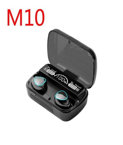 M10 TWS Bluetooth Ecoutphone Wireless Headphones stéréo Sport Gaming Headset Touch Mini Earbuds étanche avec 2000mAh Display LED1686888