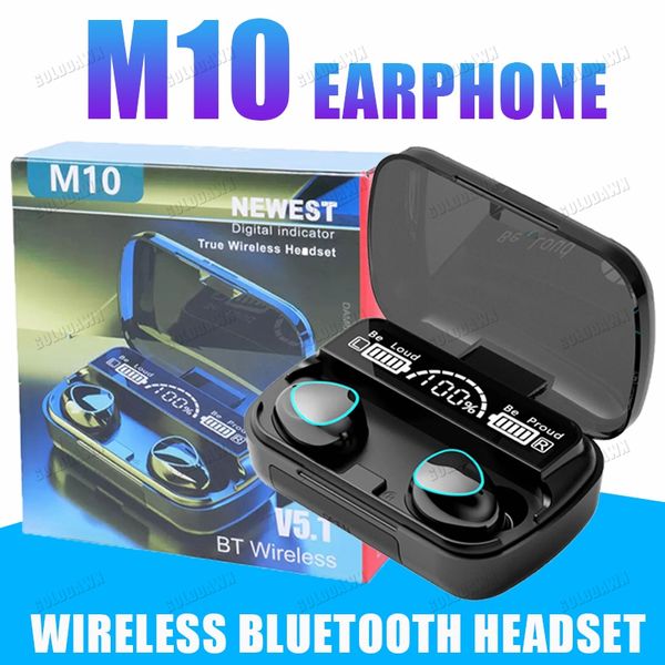 M10 TWS Bluetooth Écouteur Sans Fil Casque Stéréo Sport Écouteurs Tactile Étanche Gaming Headset Avec 2000 mAh LED Affichage