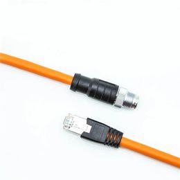 Câble réseau M12 à RJ45, chaîne de traînée hautement flexible de 10MW, câble de capteur de caméra industrielle à codage ADX à 4 et 8 cœurs