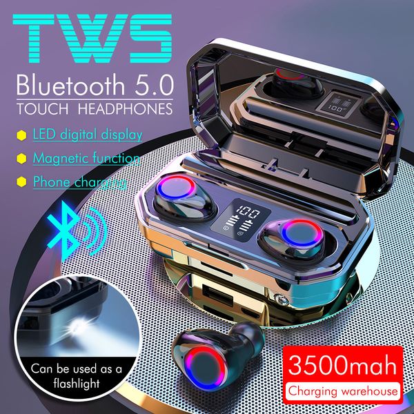 M12 TWS Écouteurs Bluetooth 9D Stéréo Écouteurs sans fil Touch Control 1200mAh avec Dual Mic Sport Casque IPX7 Imperméable