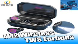 M12 Wireless Bluetooth oortelefoon ineer stereo sport gaming tws oordopjes met zaklampmicrofoon headset voor iPhone 13 Pro Max SA7451975