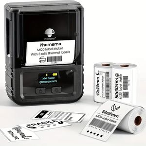 Étiqueteuse M120 avec 3 paquets d'étiquettes, imprimante d'étiquettes de codes à barres imprimante d'étiquettes thermique Mini étiqueteuse sans fil pour la vente au détail