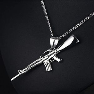 Colliers avec pendentif modèle pistolet M16 pour femmes et hommes, bijoux de couple en acier inoxydable pour le cou, cadeaux de noël et de saint-valentin pour petite amie, vente en gros