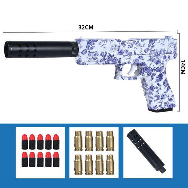 M1911 EVA Soft Bullet Foam Darts Blaster Toy Gun Pistolet Tir manuel Lanceur rose avec silencieux pour enfants Enfants Garçons Cadeaux d'anniversaire-P