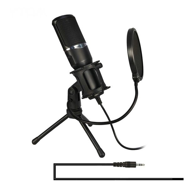 Microphone PC M1Lite avec support de micro, Microphone à condensateur d'enregistrement professionnel Jack 3.5mm Compatible avec ordinateur portable