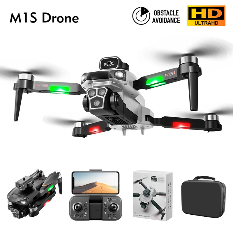 M1S Mini Drone 4K Professinal Três Câmera Localização de fluxo óptico de amplo angular