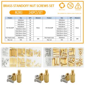 M2 M2.5 M3 M4 Hex Brass Standoff PCB Moederbord Spacer Schroefmoer Draad Pilaar Mount Male vrouwelijke afstandsschutter Assortment Kit