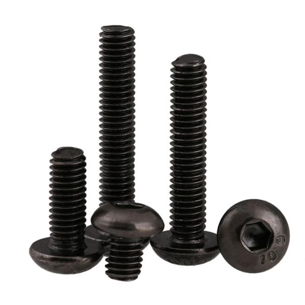 M2 m2.5 m3 m4 m5 m6 m6 m8 grado 10.9 tornillos de acero de aleación tornillo hexadecimal de cabeza redonda de tornillo negro muebles de muebles de muebles ISO7380