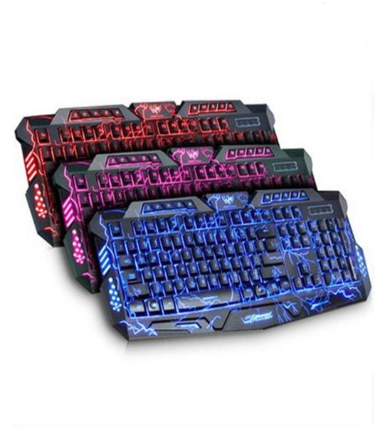 M200 color burst crack versión tricolor retroiluminado teclado para juegos con cable USB para PC computadora de escritorio regalos 6401656