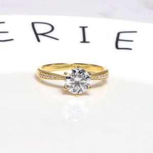 M21c Abiding Gra Certified 1,5 Ct Moissanite Diamond 925 Sterling Zilver Vergulde Ring voor Huwelijk Bruiloft