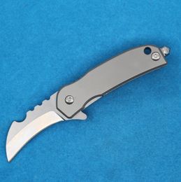 M2327 Petit couteau pliant à griffes Karambit D2 Lame de lavage en pierre TC4 Poignée en alliage de titane EDC Couteaux de poche avec outil de réparation