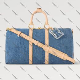 M24315 Denim Keepall 45CM Reistas Plunjezakken Heren Mode Casual Luxe Designer Schoudertas Tote Handtas Packsacks TOP Kwaliteit Snelle Levering