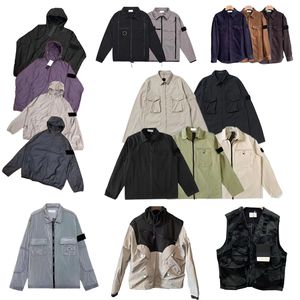 M256 Chaquetas para hombre Diseñador Stones Island Jackes Insignias Cremallera Camisa Chaqueta Estilo suelto Primavera Otoño Para hombre Top Oxford Transpirable Portátil High Street Ropa