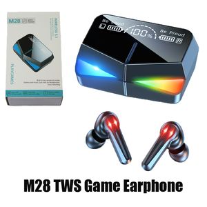 M28 Gaming TWS Auriculares Auriculares inalámbricos de luz colorida Auriculares con cancelación de ruido con micrófono Bajo Sonido claro Auriculares deportivos Banco de energía Función de espejo