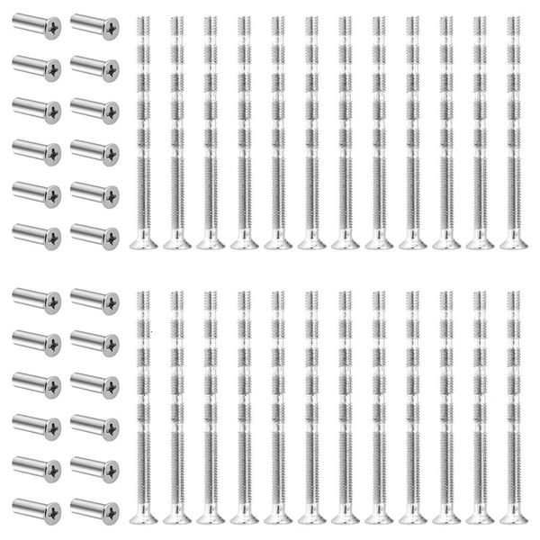 Vis de poignée de porte M3 M4 plaquées nickel, boulons de manchon de fixation mâle à femelle pour écussons, boutons de poignée de porte 231225