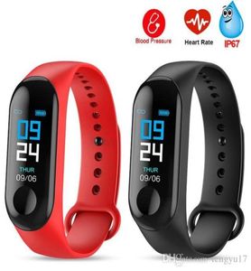 M3 Plus slimme polsbandband Fitness Bracelet Big Touch Screen Herinnering Hartslag Tracker Smart Band Watch voor Android IOS3819552