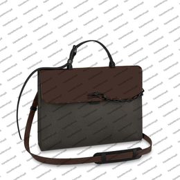 M30591 Robusto Mintería Diseñador Men Bag Messenger Purse Cow Wide Portafolio negro Portafolio Plazo Case Tote Handbaga269g