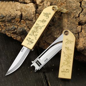 M390 Blade Pocketknives Outdoor Self Defense EDC Survival Knives Brass Keychain Camping Vouwmes Portable Sharp Jackknife