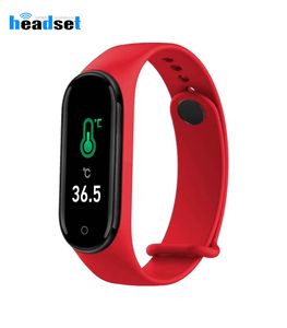 M4 Smart Band Body Temperatuur Polsband Fitness Tracker Armbanden Hartslag Sport Armband Digitale Thermometer SmartWatch