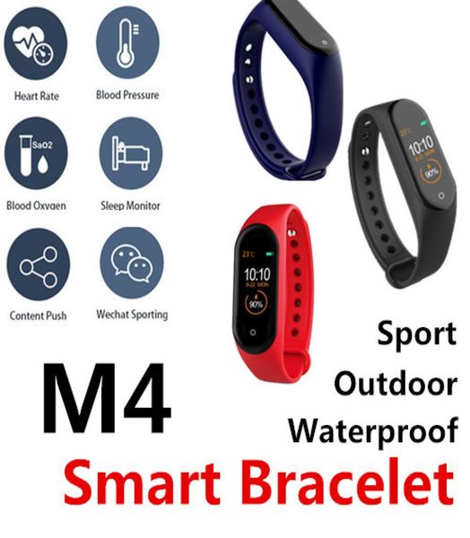 M4 Smartband Fitness Tracker Passomètre Passomètre Miband Sport Smart Watch 096 Inch Sé frémissement de la pression artérielle pour Android ID1151512833