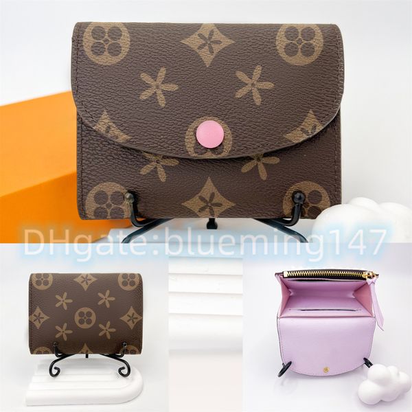 M41939 monedero bolso rosalie Flor marrón Carteras para llaves Titulares de tarjetas Bolso de mujer Luxurys Diseñador Mujer Hombre Alta calidad Moda clásico estampado Bolsas