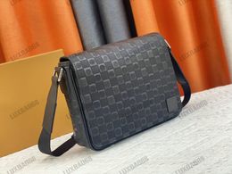 Designer Damier Infini Sac à Bandoulière pour Homme - Luxe District PM Messenger avec Fermeture Magnétique Poche Zippée