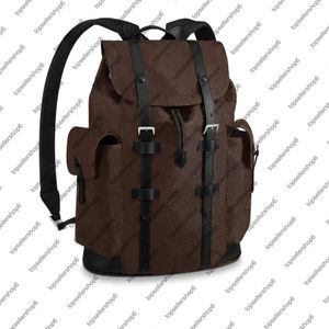 M43735 N41379 Christopher PM Men Backpack Canvas Cowhide Leather lederen trim textiel voeringriem reisbagage Tote Satchel Schouder BA316O