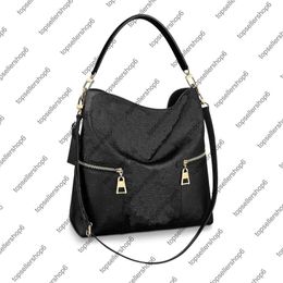 M44014 M44012 Melie Women Sac à bandoulière Purse à la pelle grainée en cuir de vache de vache trimorceau de poignée supérieure