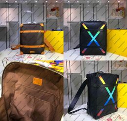 M44749 M45077 M30337 Mochila del tronco suave MM PM genuino lienzo de cuero Rainbow x Men Mujeres Handas Top Handles Satchel Purse T2284005