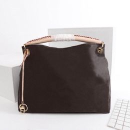 M44869 ARTSY, bolso mediano de alta calidad, bolso de hombro para mujer, bolsos de cuero, bolso clásico de flores marrones, bolso de compras para mujer, bolsos de moda