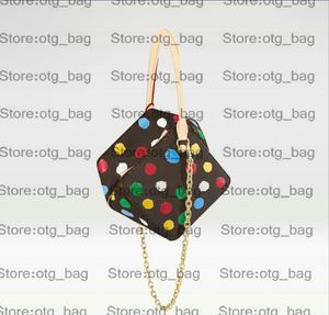 Yayoi Kusama Painted Dots Square Bag - Petite Malle Crossbody with Chains, OTG Red/Black/White Totes
