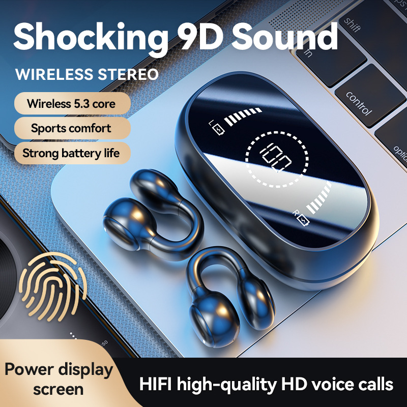 Cuffie wireless M47 Auricolari Bluetooth a conduzione ossea HIFI Stereo Gancio per l'orecchio Riduzione del rumore Sport Cuffie da gioco impermeabili