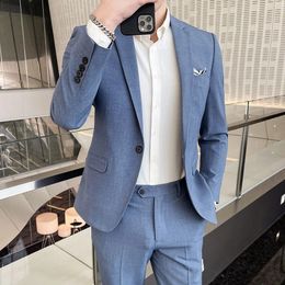 M4xl allinone Slim Fit Suit pantalon élégant beau mariage classique Business Casual Casual Solid Couleur 3 pièces 240430