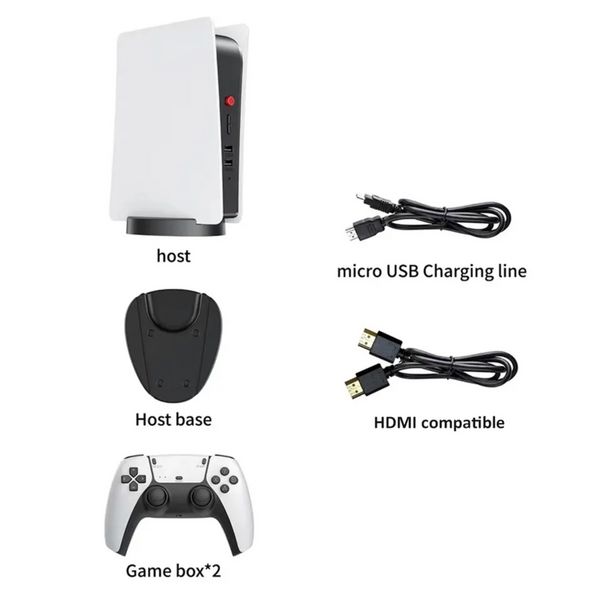 Console de jeu vidéo portable sans fil M5 PS5, 4k, 20000 jeux, contrôleur de jeu rétro classique sans fil pour ps1/cps/fc/gba
