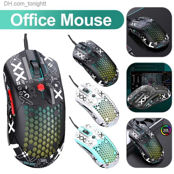 M5 RGB Retroiluminación 12000 DPI Honeycomb Diseño de textura antideslizante Ratón con cable ultraligero 7 teclas PAW3325 Sensor Gaming Mouse Q230825