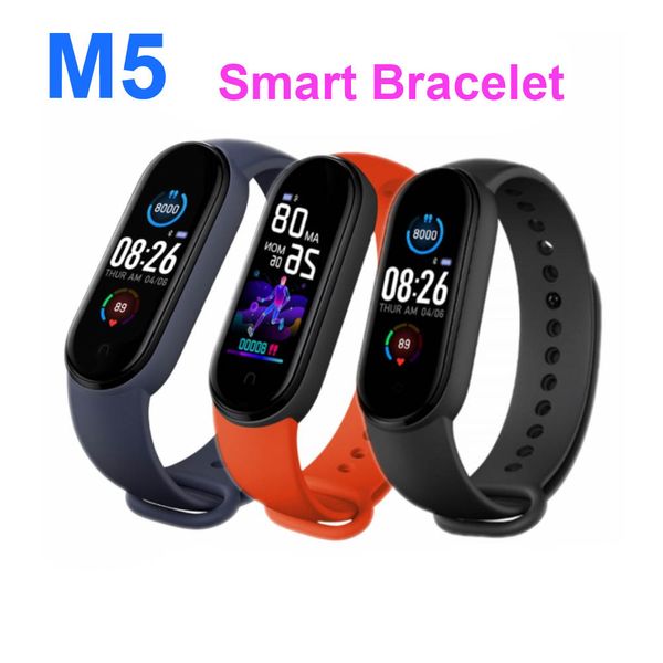 M5 Smarth Watch Sport Fitness Tracker Podomètre Traffret cardiaque Moniteur de pression artérielle Bluetooth M5 Bande Smart Bracelet Hommes Femmes