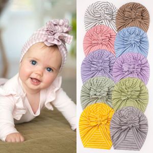 M526 Kids Stripe Hat baby Baby Girl Bowknots Cap Indian Tulban Caps Headwar Skull Beanie Children Hoeden