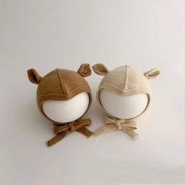 M531 Autumn Winter Infant Baby Kinderen Gebreide hoed Cartoon schattig oor veter oordeup caps kinderen schedelbezwelwarme hoeden