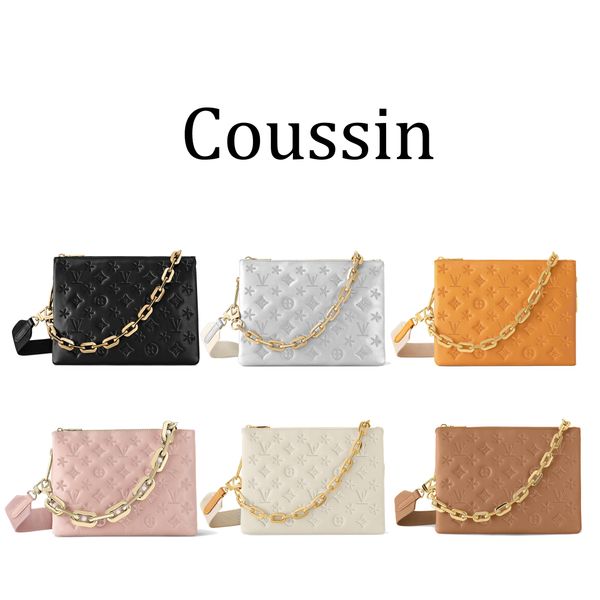 M57790 Lujo COUSSIN Cadena Embrague Bolsos de hombro Para mujer para hombre Cuero real Carteras cruzadas Bolsos de diseñador Moda Sling Tote Pochette Bolso Bolso de noche en relieve