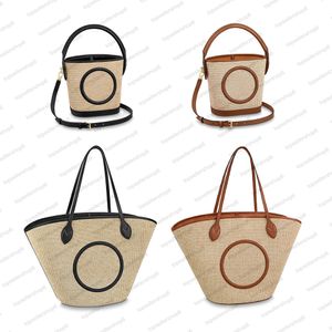 M59808 M59962 SAINT JACQUES Designer vrouwen raffia strandtas echt kalfsleer BUCKET shopping Purse clutch crossbody handtas schoudertas tote