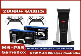 Console vidéo M5PS5 Hôte nostalgique Hôte 4K Retro Gamebox 20000 Classic Contrôleur sans fil pour PS1CPSFCGBA CHILDRE2948078