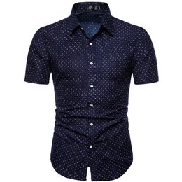 M5xl Dotprint Business Casual Shirts pour les manches courtes en été régulières grandes tailles vêtements formels de bureau pour hommes bouton de blans 220527