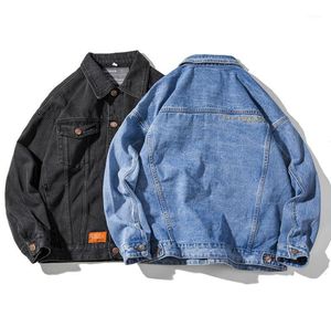 M5xl groot formaat katoenen jeans jas mannen oversized vintage streetwear button down denim trucker Jean jas zwart blauw 2021 Men0391398152