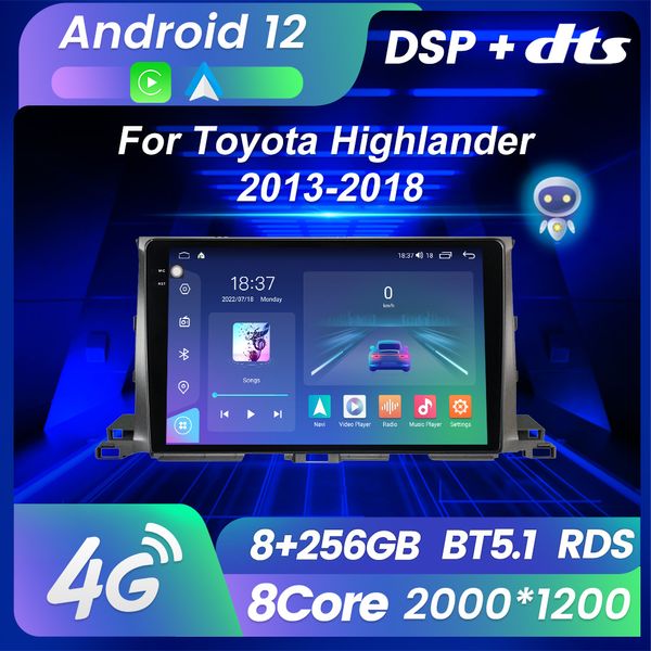 M6 Pro QLED Android 12 Radio Estéreo dvd para coche para Toyota Highlander 3 XU50 2013-2017 2018 reproductor Multimedia navegación GPS NO 2Din DVD