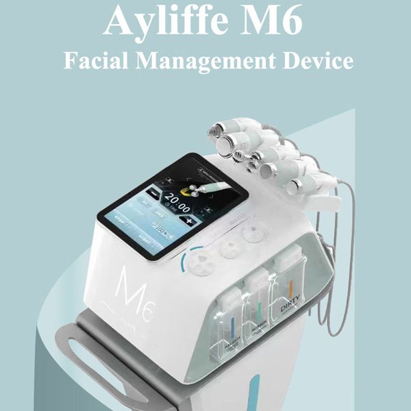 M6 RF Ultrasonido Microdermoabrasión Hydra Máquina de belleza con pluma de plasma 6 en 1 Cuidado de la piel Estiramiento facial Limpieza facial