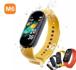 M6 Smart Bracelet Watch Fitness Tracker Real Heart Rate Bloeddrukmonitor Kleurscherm IP67 Waterdicht voor Sport2889727