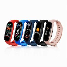 M6 Reloj inteligente Pulsera Pulseras Rastreador de ejercicios Ritmo cardíaco real Monitor de presión arterial Pantalla IP67 Relojes deportivos impermeables para Android