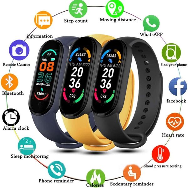 M6 montre intelligente hommes femmes multi-fonction montres Fiess Bracelet Tracker moniteur de fréquence cardiaque étanche Sport Smartwatch bande