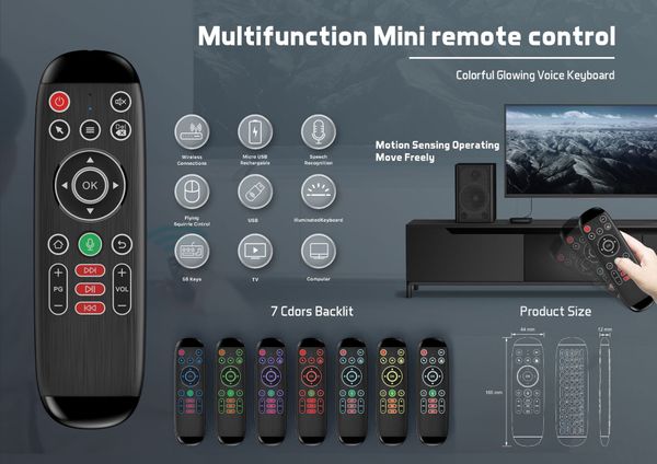 M6 Controles remotos de voz Air Mouse Teclado inalámbrico Mini control 2.4G Portátil recargable Smart Android TV Box PC Decodificador Reproductor multimedia