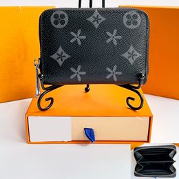 M60067 N63070 Portemonnee met rits en ritssluiting Damesman spiegelkwaliteit Designer sleutelzakje kaarthouder luxe portefeuilles bruin Reliëf kaarthouder clutch Portemonnees kettingtas